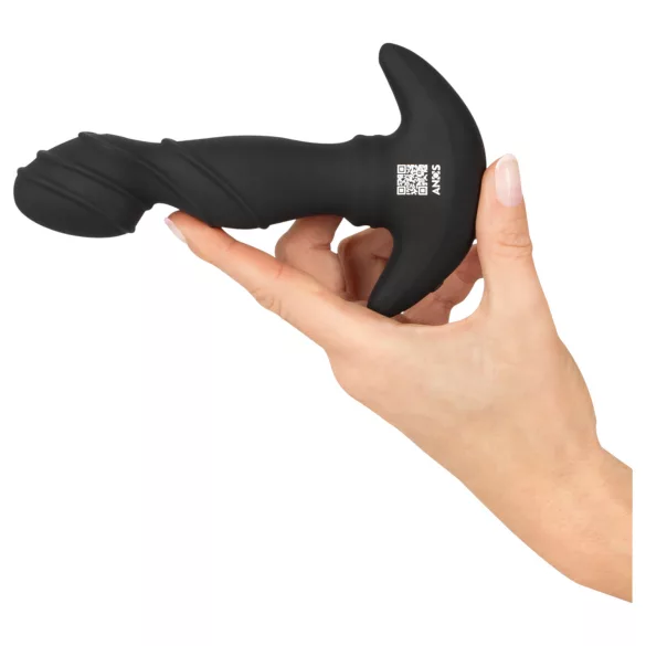 ANOS - prostaat vibrator met bewegende ring - siliconen zwart