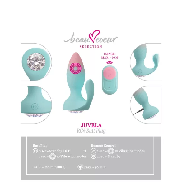Beau Coeur Juvela - vibrerende anale plug - turquoise