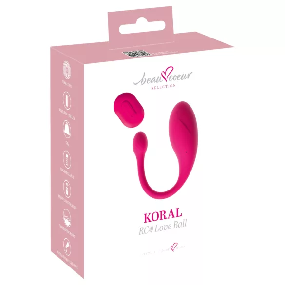Beau Coeur Koral - draagbaar vibrerend eitje met afstandsbediening (roze)