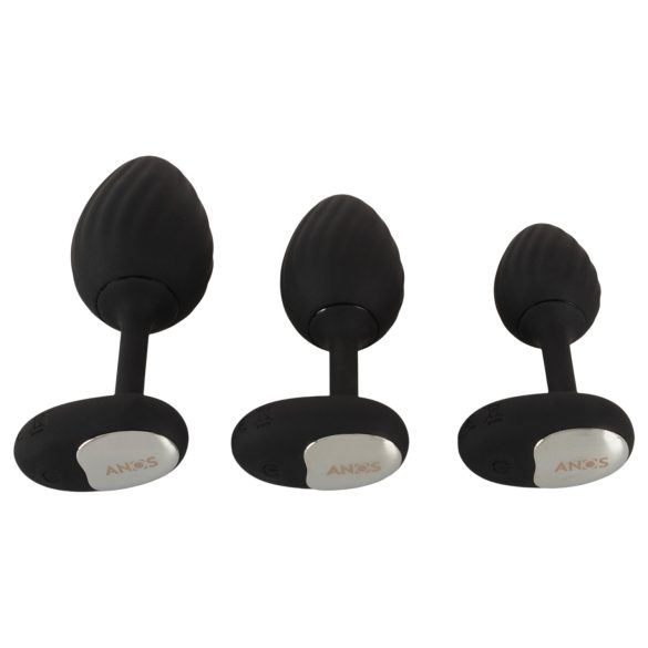 ANOS - vibrerende buttplug set - siliconen - zwart