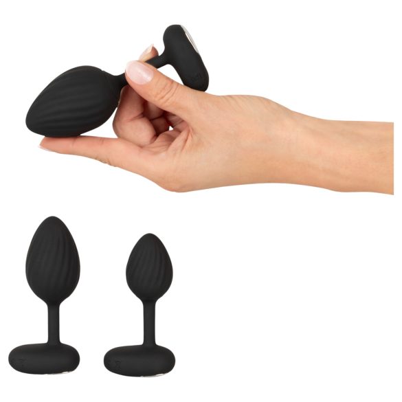 ANOS - vibrerende buttplug set - siliconen - zwart