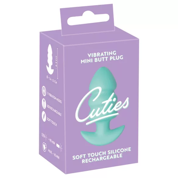 Cuties Mini - anaal plug met vibratie en bolletjes - groen
