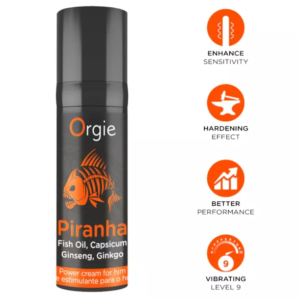 Orgie Piranha Power Cream - Stimulerende Crème voor Mannen (15 ml)