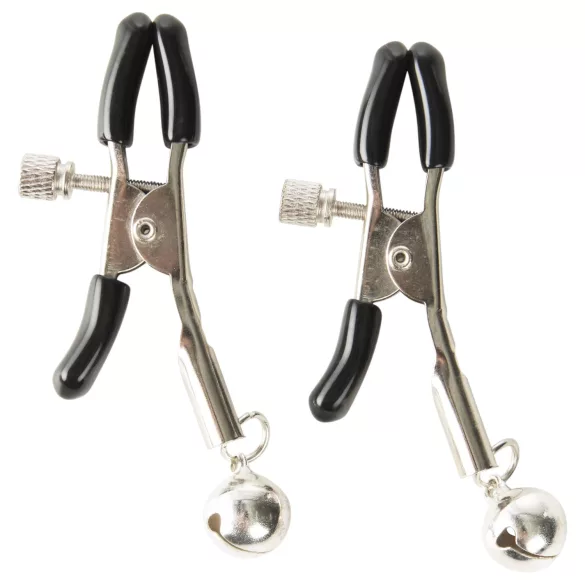 Baseks - bondageset met zweep en tepelklemmen (zwart)