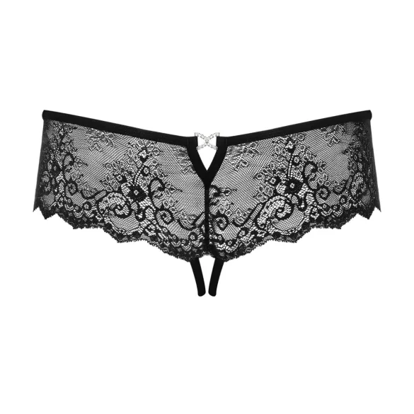 Obsessive Merossa - open string met strass - zwart - L/XL