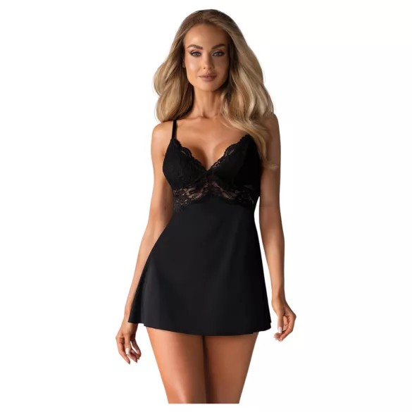 Obsessive - kanten babydoll en string (zwart)