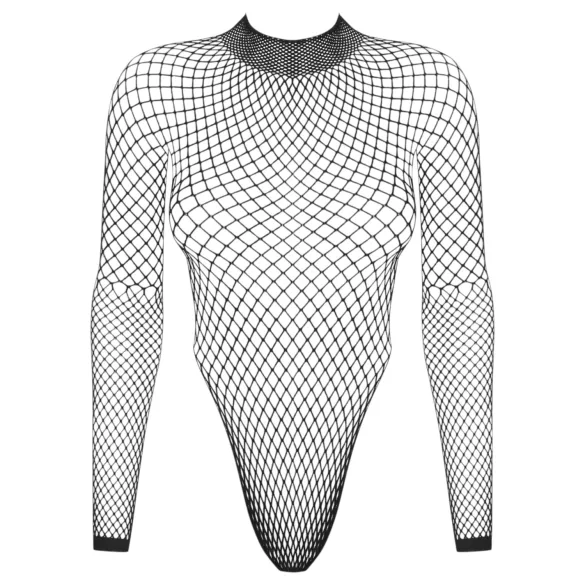 Obsessive - zwarte netstof body met lange mouwen (S-L)
