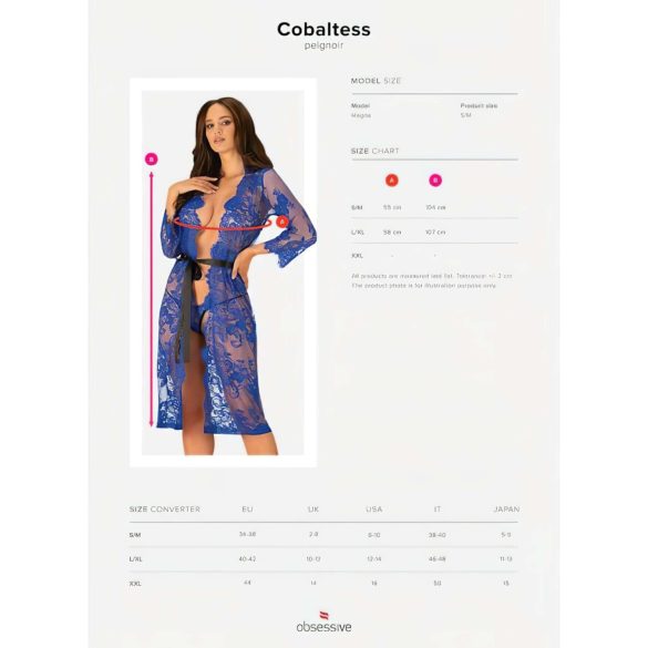 Obsessive Cobaltess - kanten kimono (blauw) - L/XL