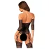 Obsessive - catsuit met patroon - netstof - zwart - S-L