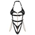 Obsessive Anyya - body met bandjes van leerlook met kettingen (zwart)