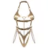 Obsessive Anyya - body met bandjes in leerlook met kettingen (goudkleurig)