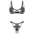 Obsessive Luise - 2-delige lingerie set met tulpdesign (zwart) - L/XL