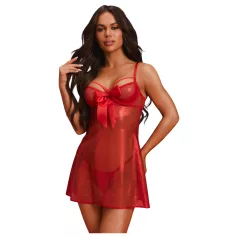 Obsessive Gifty - babydoll en stringset (rood) - L/XL