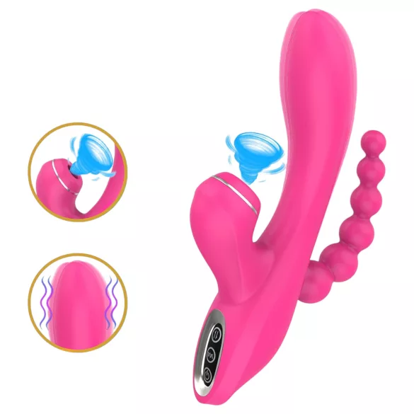 Erospace Sweet Play - G-punt vibrator met anaalsonde en zuigfunctie (roze)