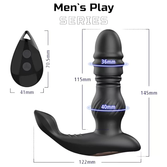 Erospace Men's Play - op en neer bewegende prostaatvibrator (zwart)