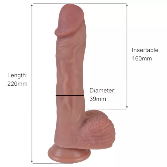 Erospace Natural Play - levensechte stotende-draaiende vibrator (huidskleur)