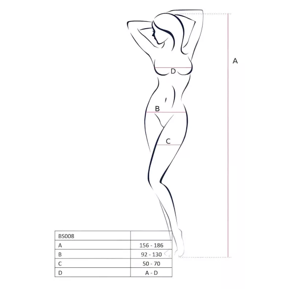 Passion BS008 - lingerie set - kanten strikdetails - wit - S-L