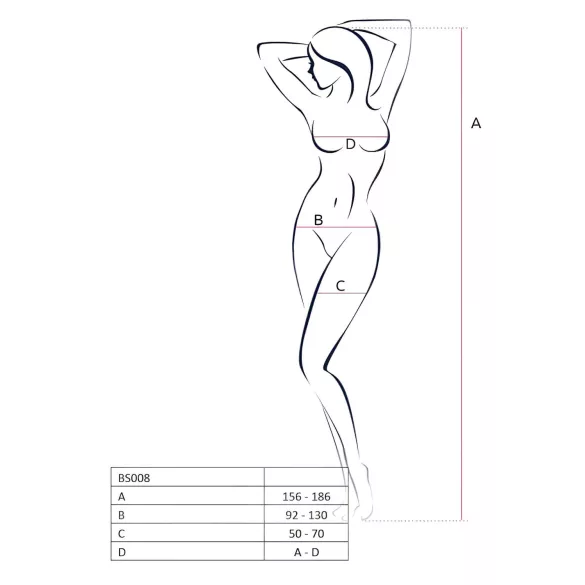 Passion BS008 - lingerie set - kanten strikdetails - wit - S-L