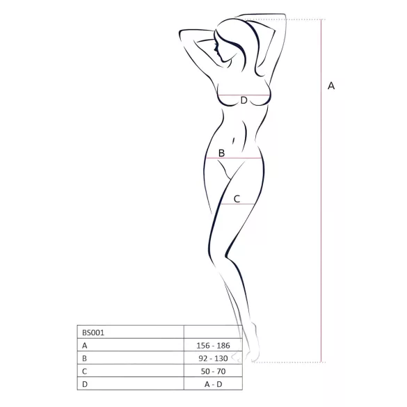 Passion BS001 - bodystocking met grote netogen - zwart - S-L