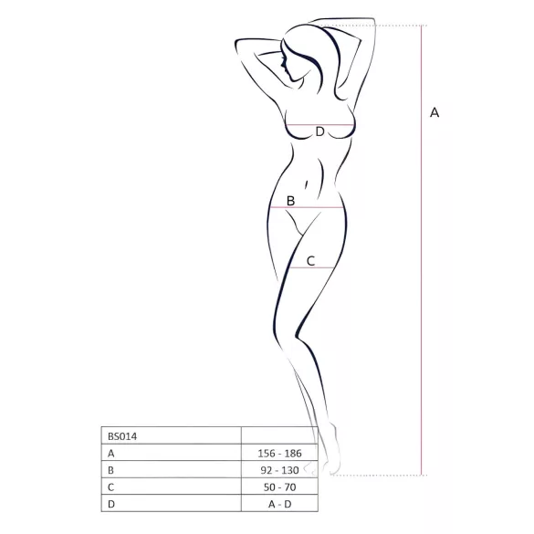 Passion BS014 - open catsuit netstof met korset - wit - S-L