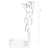 Passion BS014 - open catsuit netstof met korset - wit - S-L