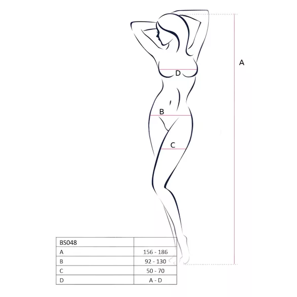 Passion BS048 - open bodystocking met nekhalsluiting - wit - S-L