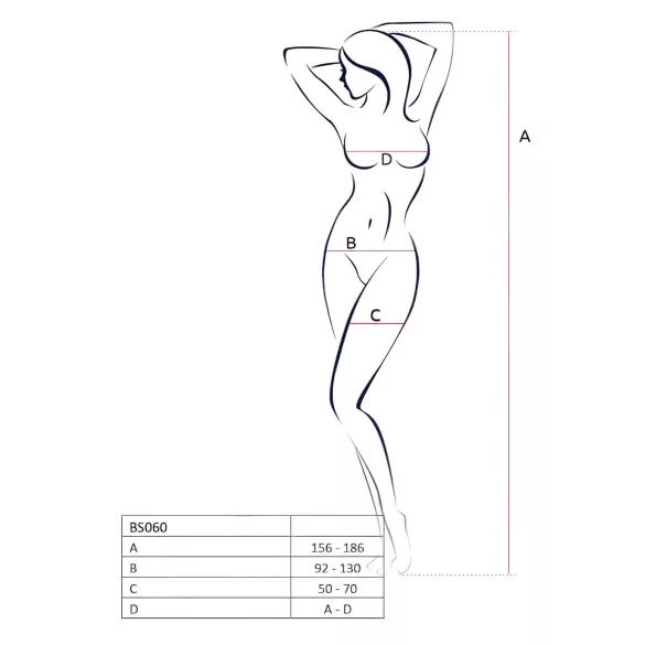 Passion BS060 - net lingerieset - ruitpatroon - zwart - S-L