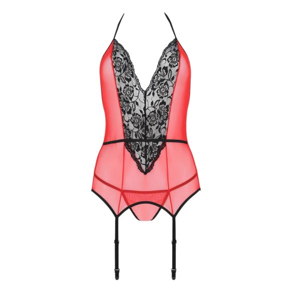 Passion Peonia - lingerie set - top en string - rood - L/XL