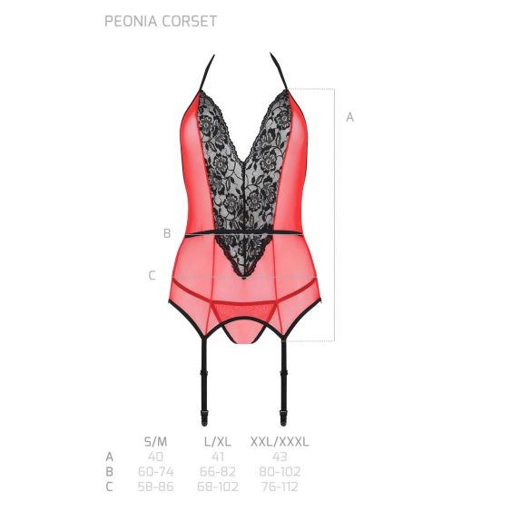 Passion Peonia - lingerie set - top en string - rood - L/XL
