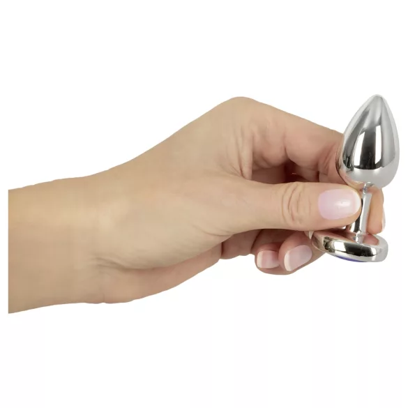 Magic Shiver - metalen buttplug met blauwe steen