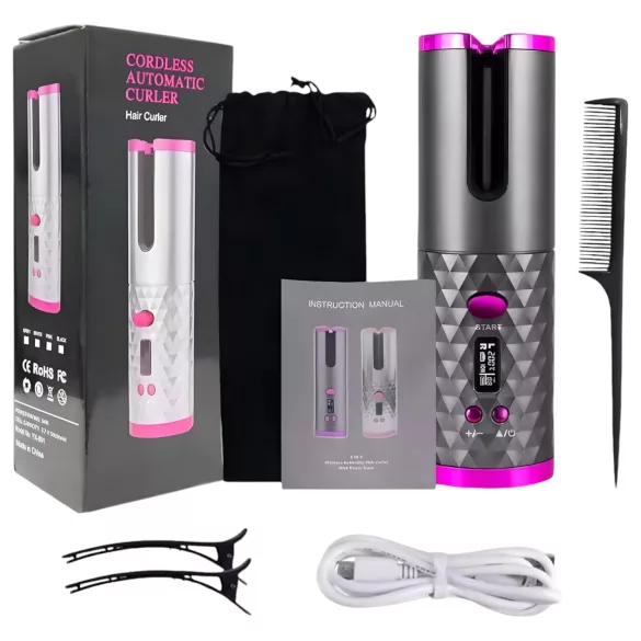 CAC - Oplaadbare krultang set (grijs-roze)