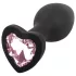 Sunfo - siliconen buttplug met hartvormige steen - zwart/roze