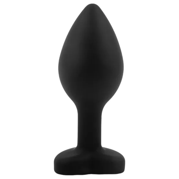 Sunfo - siliconen buttplug met hartvormige steen - zwart/roze