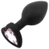 Sunfo - siliconen buttplug met hartvormige steen - zwart/roze