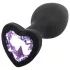 Sunfo - siliconen buttplug met hartvormige steen - zwart/paars