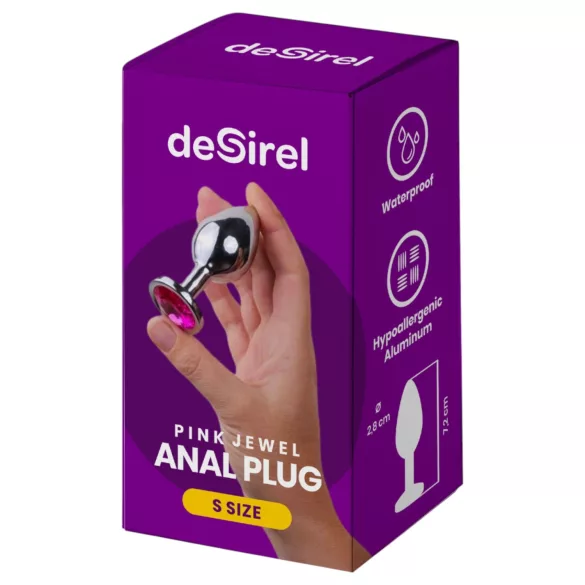 Desirel - anaal plug klein - roze juweel - zilver/pink
