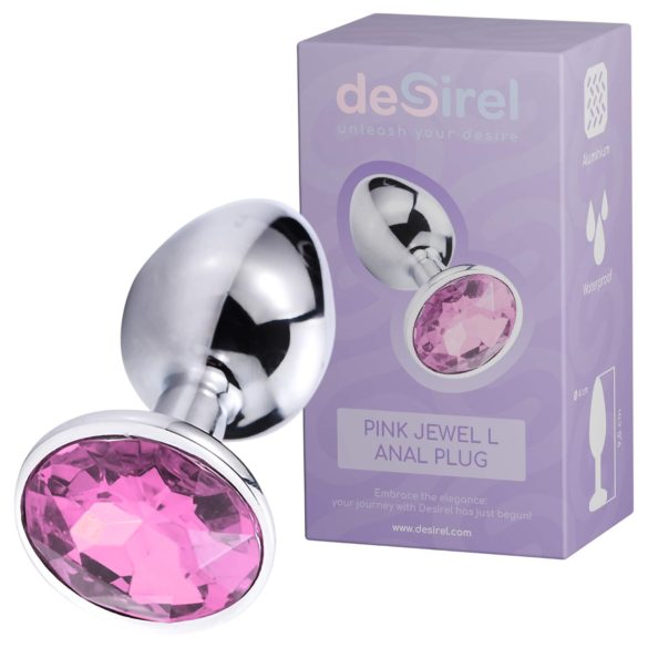 Desirel Pink Jewel L - anale plug (zilver-roze)