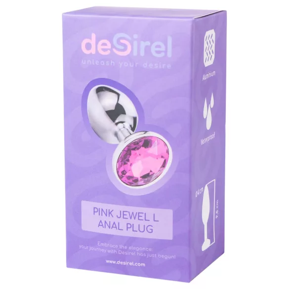 Desirel - anaalplug met roze juweel L - zilver/roze