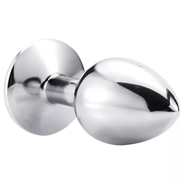 Sunfo - metalen buttplug - donkerpaarse steen - zilver
