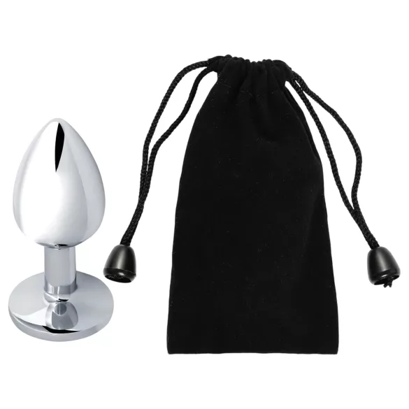Sunfo - metalen buttplug - donkerpaarse steen - zilver