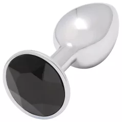 Sunfo - metalen buttplug - zwarte steen - zilver