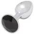 Sunfo - metalen buttplug - zwarte steen - zilver