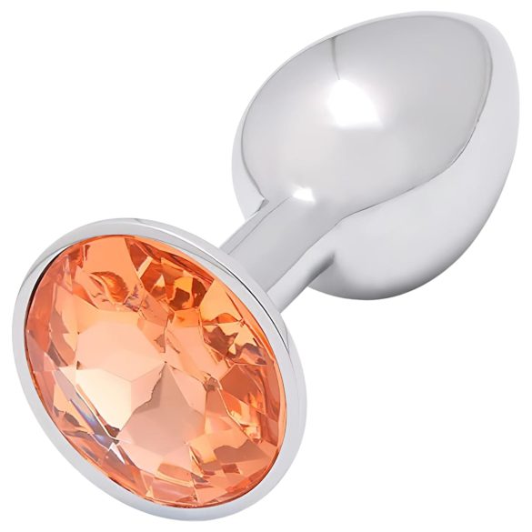 Sunfo - metalen anale plug met gouden steen (zilver)