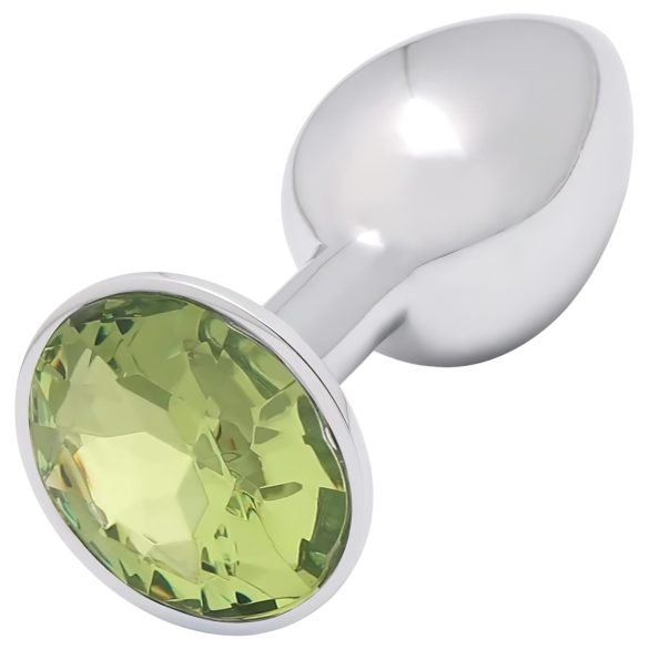 Sunfo - metalen buttplug met lime steen - zilver