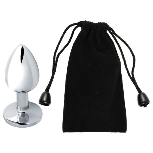 Sunfo - metalen buttplug met lime steen - zilver