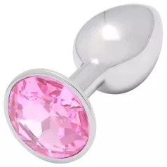Sunfo - metalen buttplug met roze steen - zilver