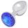Sunfo - metalen buttplug - blauwe steen - zilver