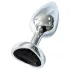 Sunfo - metalen anale plug met hartvormige zwarte steen (zilver)