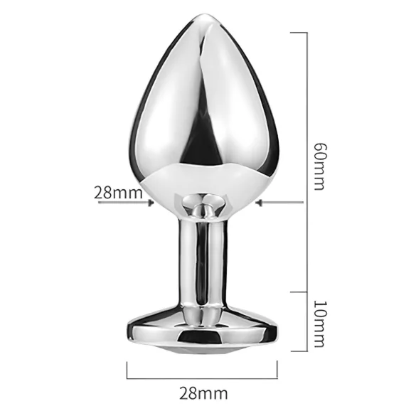 Sunfo - metalen anale plug met hartvormige zwarte steen (zilver)
