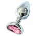 Sunfo - metalen anale plug met hartvormige roze steen (zilver)